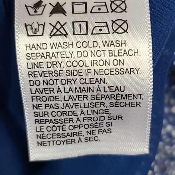 Lucky Brand Ruffled Surplice Blue Polka Dot Dress Cute Casual Comfy Pullover LB - Picture 9 of 11